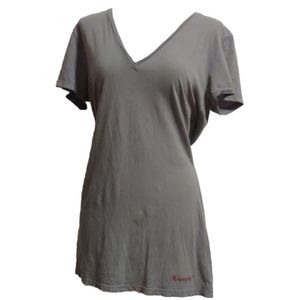 Moosejaw Mountaineering Short Sleeve T-Shirt V-Neck Gray Pink Size XL